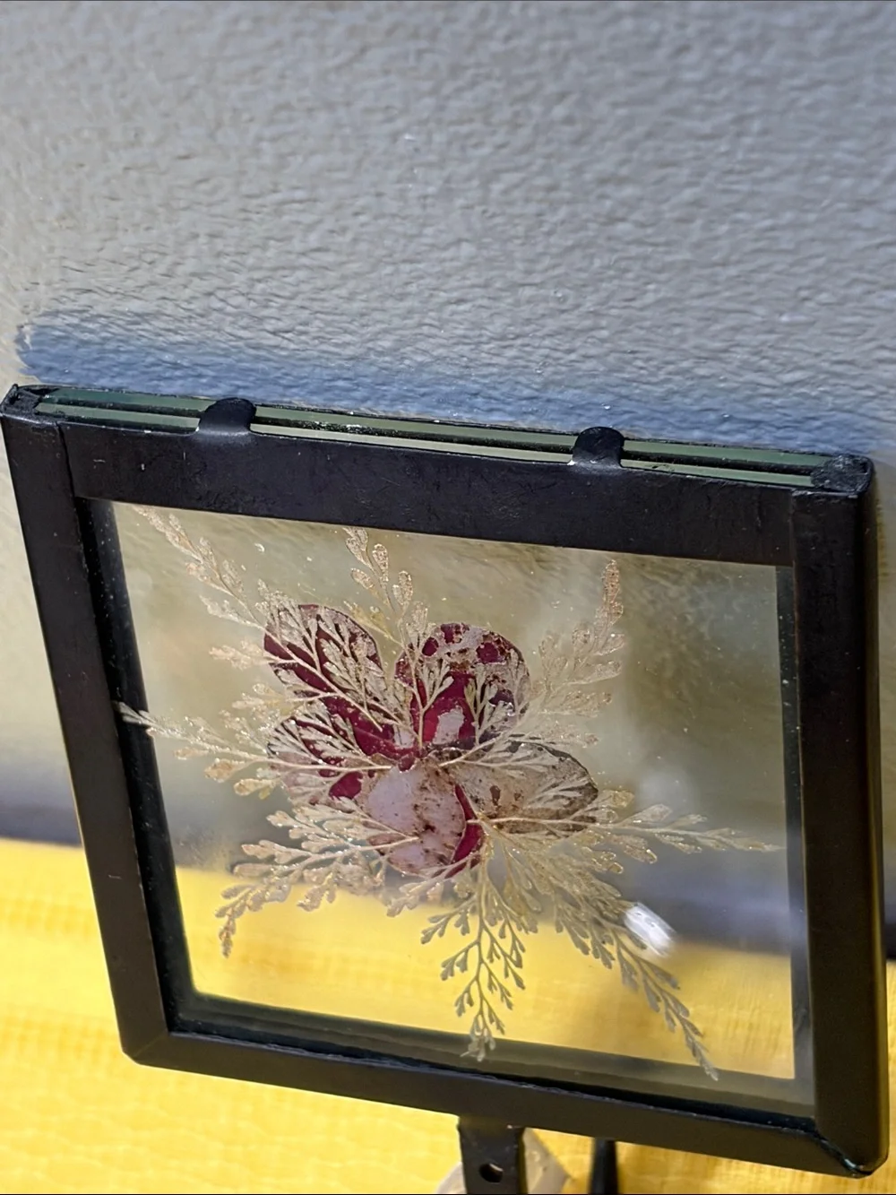 Pier 1 Deadstock Black Wall Hook with Deep Red Floral Inset